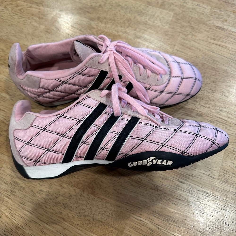 Vintage Adidas Tuscany Goodyear sneakers fit a size 8.5W